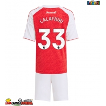 Camisa de Futebol Arsenal Riccardo Calafiori #33 Equipamento Principal Infantil 2025-26 Manga Curta (+ Calças curtas)